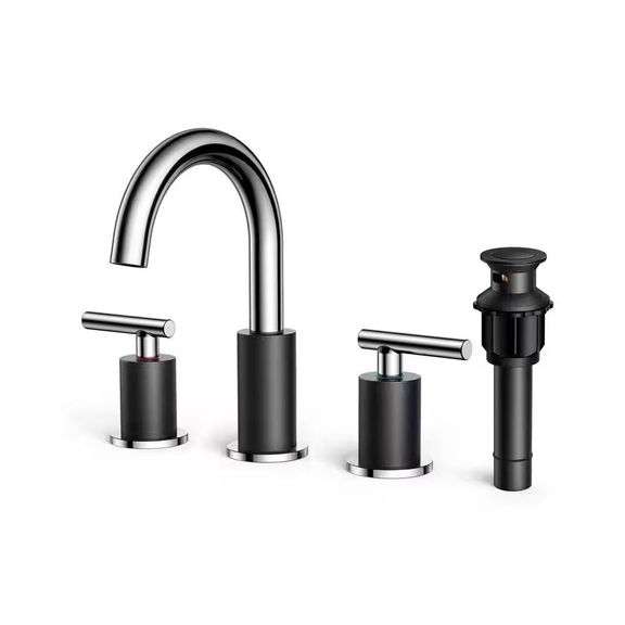 2-Handle 3-Hole Widespread Faucet, Black Chrome image