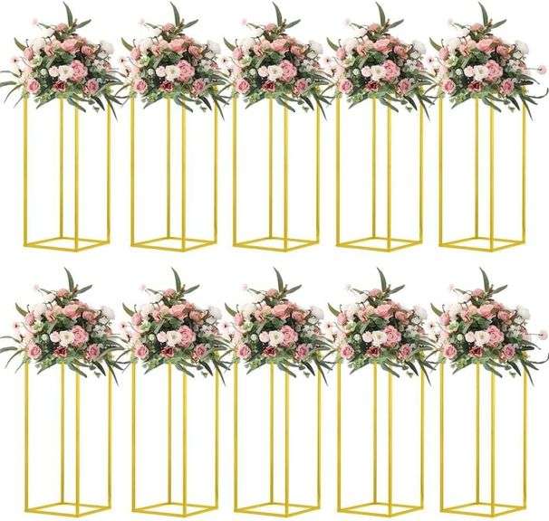 23.6in 10 Pcs Column Vases Gold Centerpieces image