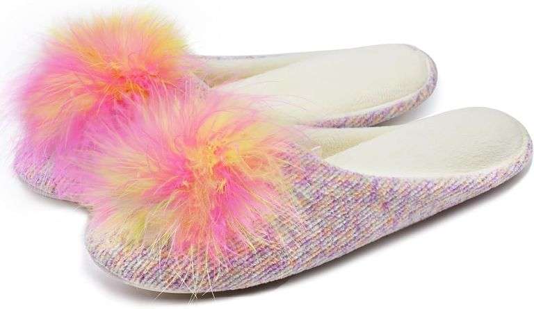 GRITHEIM Velvet Slippers Pom Pom Size 11-12 image
