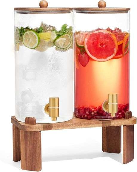 2 PCS 1.5 Gallon Drink dispensers, with Wood Stand image