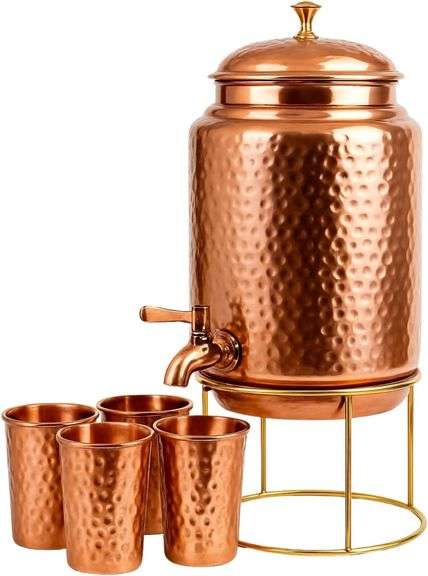 Pure Copper Water Dispenser Tank with Tap, 6.5 Ltr image