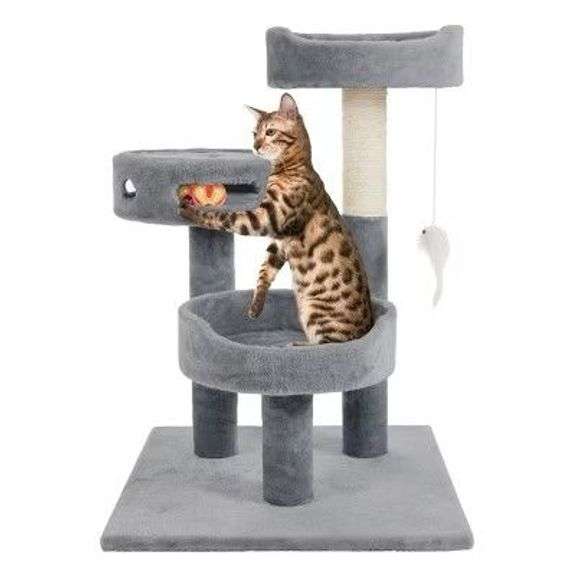 PETMAKER 3-Tier Cat Tower: Sisal Rope (Gray) image
