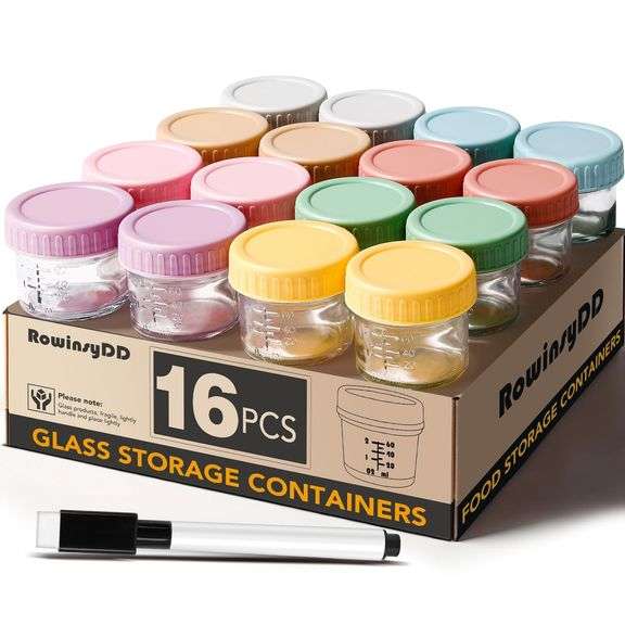 16 Pack Glass Baby Food Storage, 4 oz BPA Free image