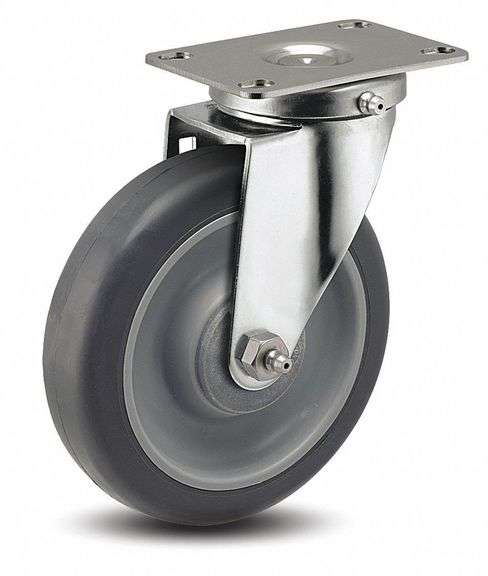 MEDCASTER Plate Caster, 5" Wheel, 300 lb image