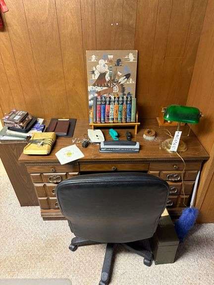Computer Desk with Contents and Chair image