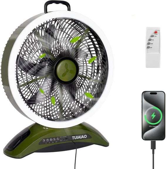 Camping Fan 45000mAh, 12" Blade, 830CFM, Ring LED image
