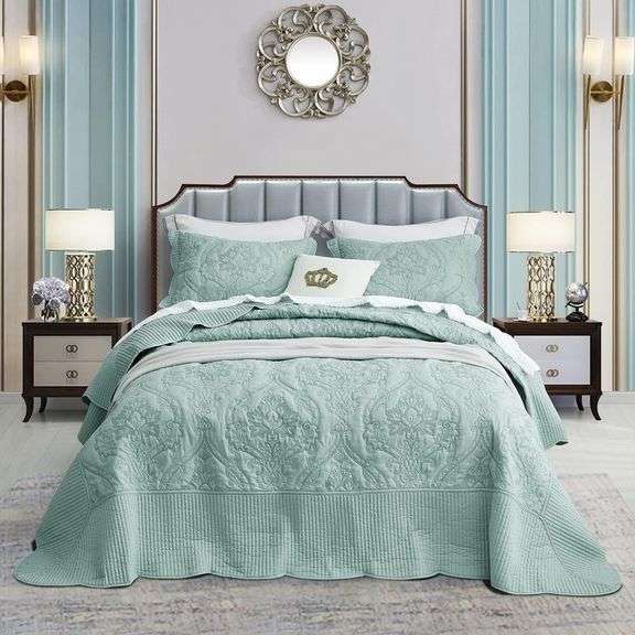 CHIXIN King Bedspread Set - Lightweight Damask image