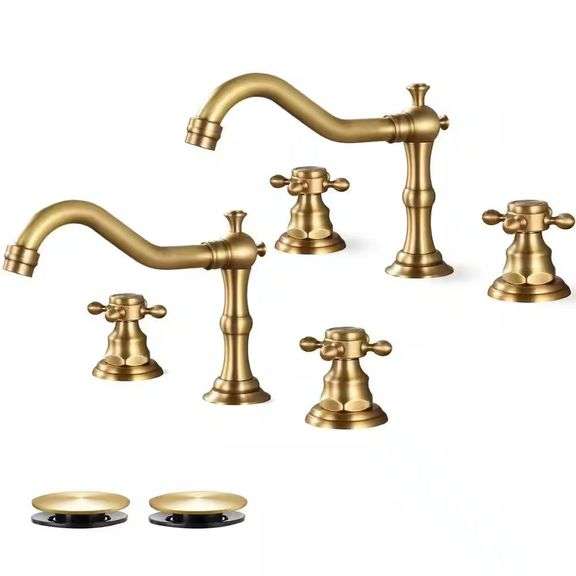 Antique Brass 8" Widespread 3-Hole Faucet (2-Pack) image