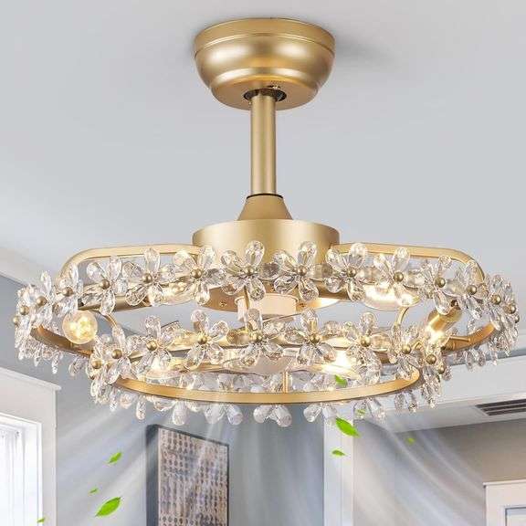 20-Inch Fandelier Ceiling Fan with Light - Gold image