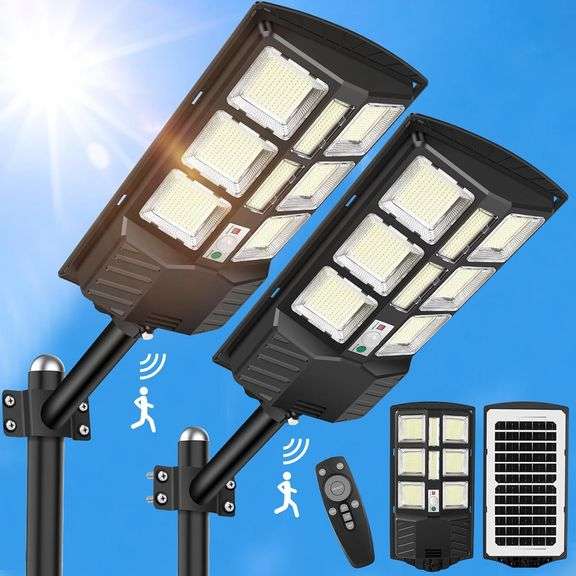 2 Pack Solar Street Light Waterproof 924 LED image