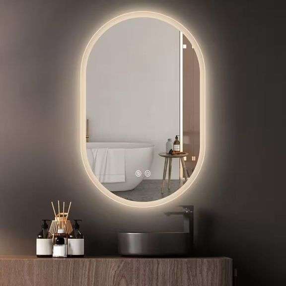 24x36 Frameless Backlit LED Vanity Mirror, Silver image
