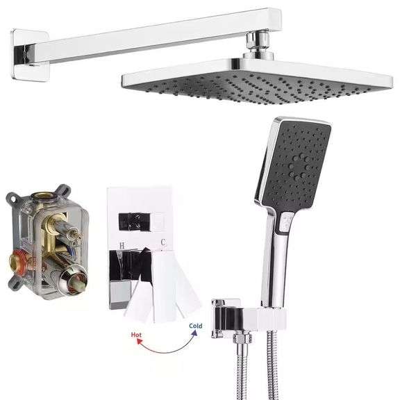 Single Handle 3-Spray Shower Head, Chrome (Valve) image