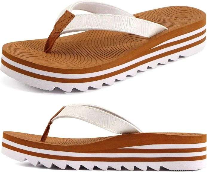 KuaiLu Women s Flip Flops with Cushioned Footbed Size 7 image