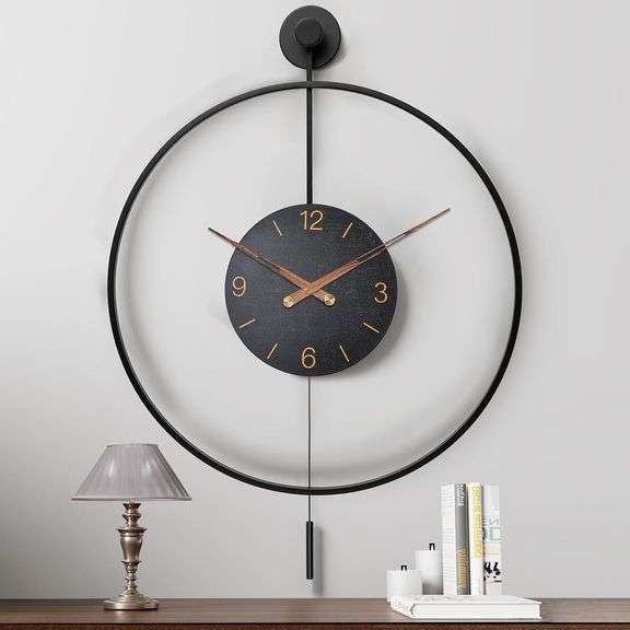 Large Modern Wall Clock 34.6 24 in, Metal Dial image