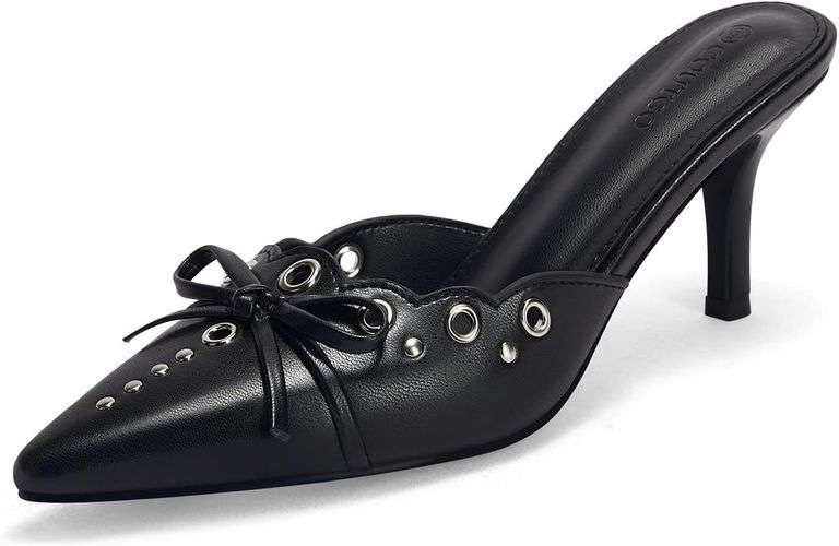 Coutgo Women's Bow Tie Mule Heels Size 9.5 image