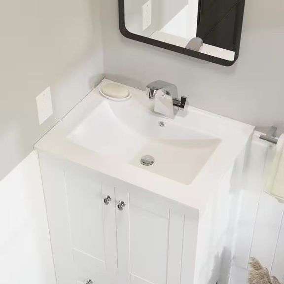 24 in. White Ceramic Vanity Top with Basin image