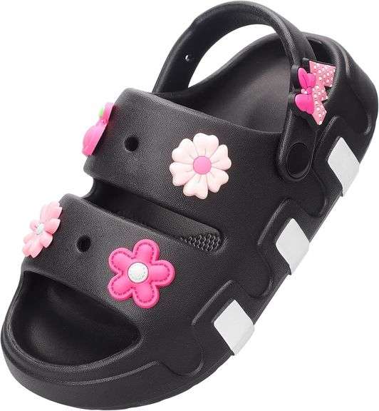Kids Girls Slide Sandals Double Buckle Clogs Size 170 image