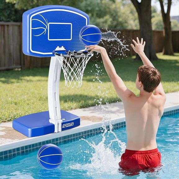Poolside Basketball Hoop, 2 Balls & Pump, Outdoor image