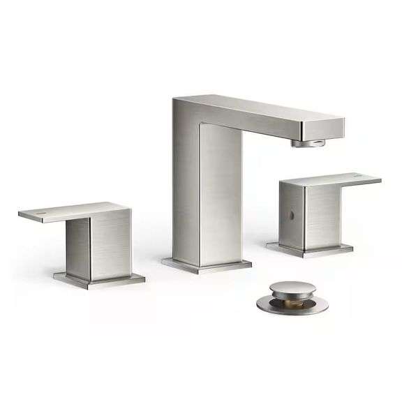 Square Handle Bath Faucet, Pop-Up, Brushed Nickel image