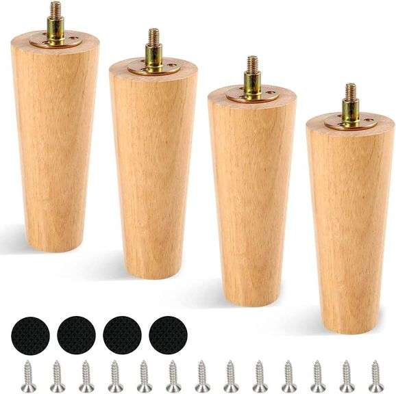 CtopoGo 6" Solid Wood Round Furniture Legs (4) image
