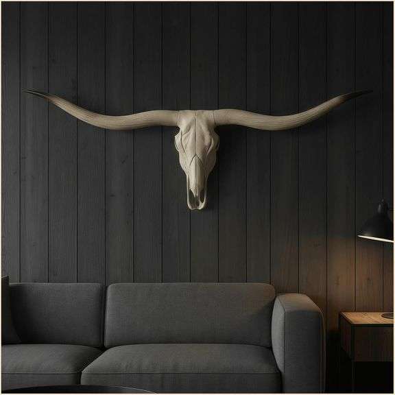 Bison Bull Skull Wall Decor - Resin Skull Art image