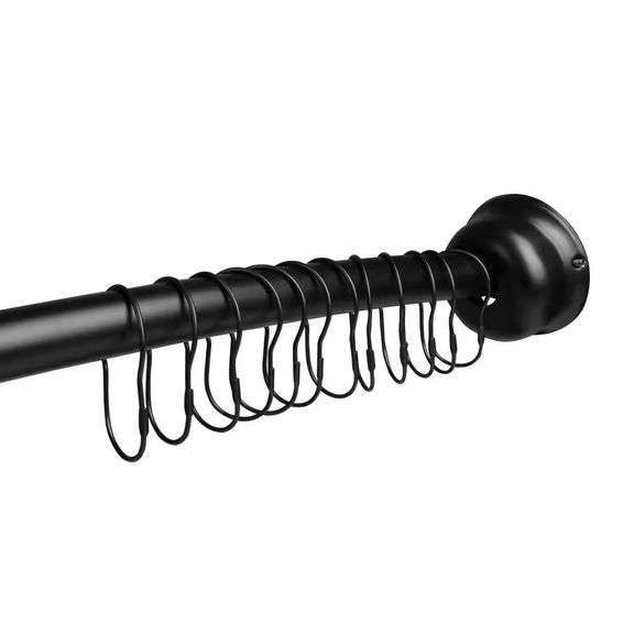 45-72 in Aluminum Shower Rod, Fixed Mount, Black image