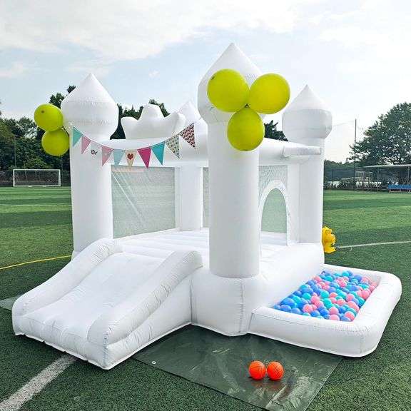 9FT White Bounce House with Blower for Outdoors image