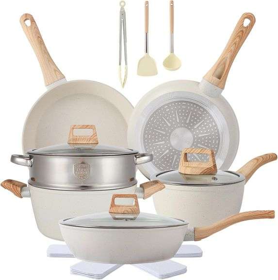 16PCS Non Stick Cookware Set (white) image