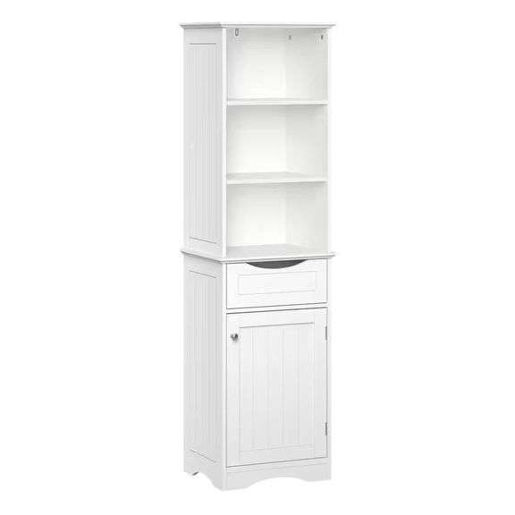 Ashland White Linen Cabinet w/ Drawer & Shelves image