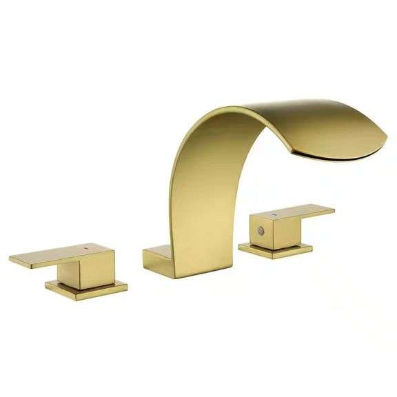 2-Handle Waterfall Roman Tub Faucet Brushed Gold image