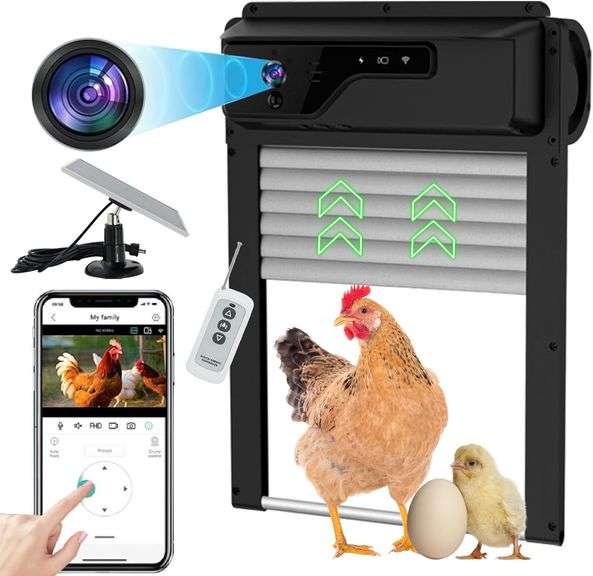 Auto Chicken Coop Door w/ WiFi Cam & Solar Power image