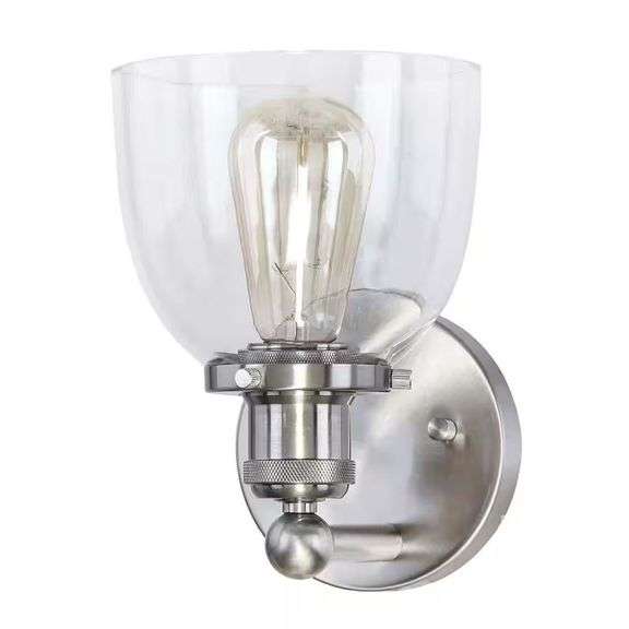 Evelyn 6 in. 1-Light Wall Mount Sconce, Nickel image