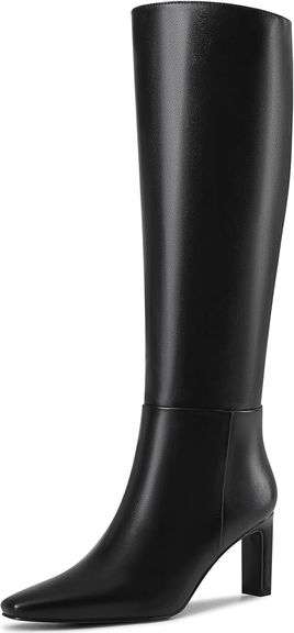 Knee High Boots with Block Heel Zipper Tall Boots Size 9.5 image