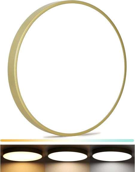 20" Gold LED Flush Mount Ceiling Light, 40W, 3C image