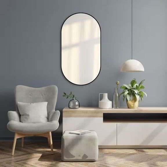 18in W x 30in H Aluminum Vanity Mirror in Black image