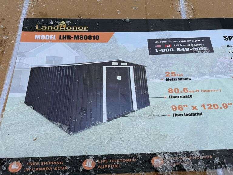 2025 Land Honor MS0810 8' x 10' Galvanized Apex Roof Metal Shed image