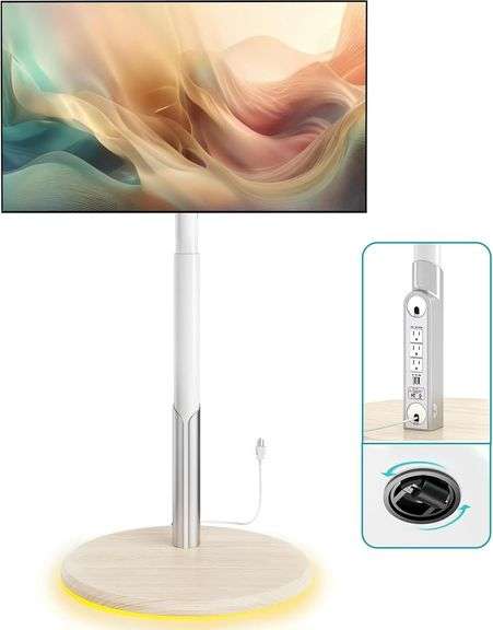 Floor Mobile TV Stand with Power Outlet Cart image