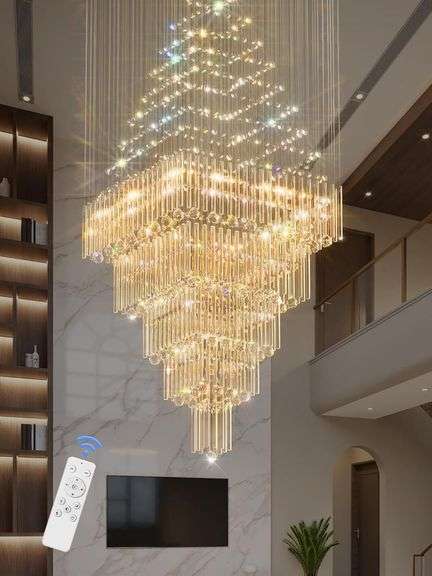 D40xH120" Large Crystal Chandelier, 16 LEDs image