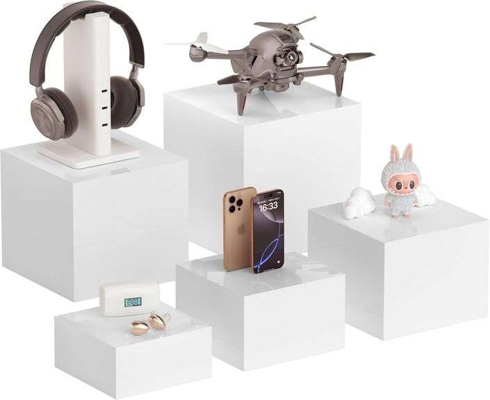 White Acrylic Buffet Risers 12" Set of 5 image