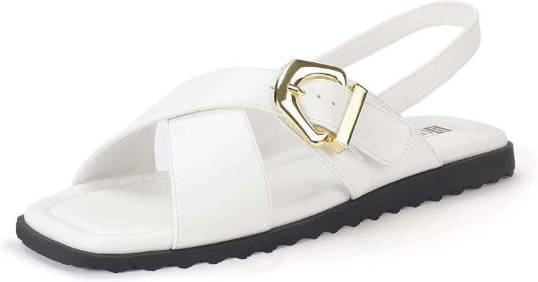 IDIFU Buckle Strappy Flat Sandals - Women 8.5 image