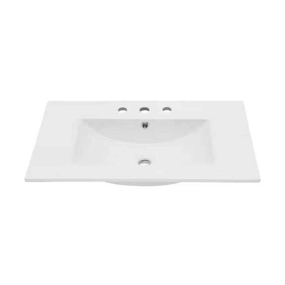 30 in. W x 18 in. D 3-Hole Vanity Top, White image