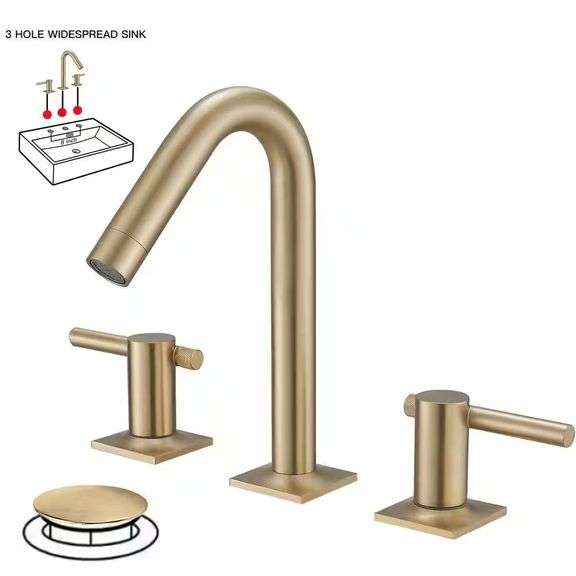 8" Widespread Faucet, Brushed Gold image