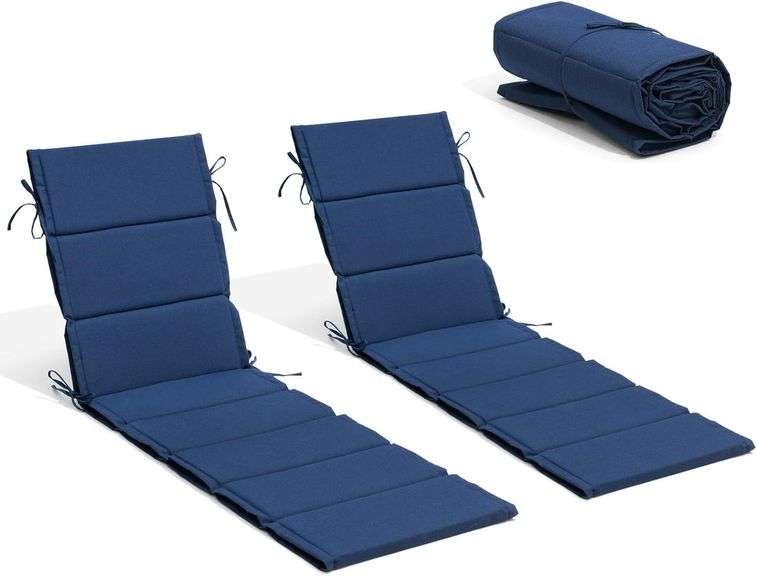 Crestlive Chaise Lounge Cushions Set (2) Navy image