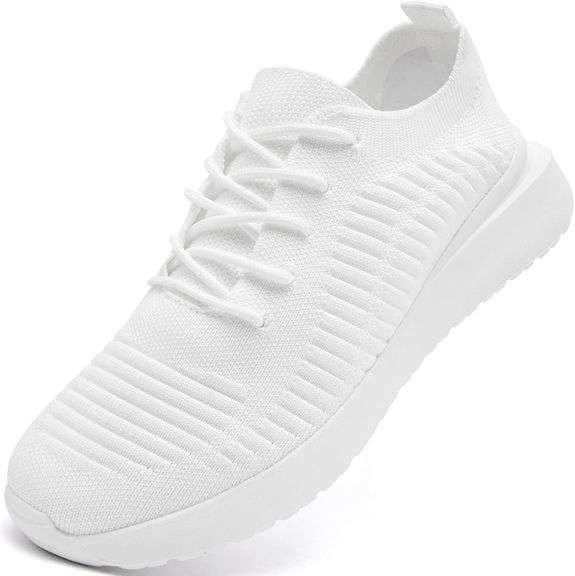 QIJGS Women Running Shoes Wide Sneakers 8.5 White image