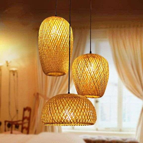 Bamboo 3-Head Chandelier Light Fixture, E26/E27 image