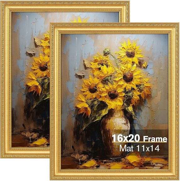 Gold 16x20 Picture Frames Set of 2 with Plexiglass image