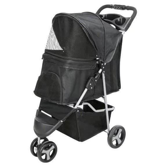 Foldable Pet Stroller for Cats and Dogs Black image