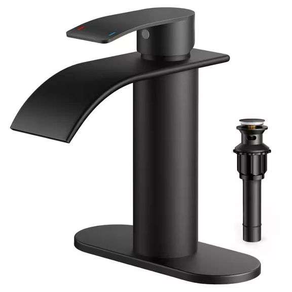 Single-Handle Bath Faucet, Deckplate, Matte Black image