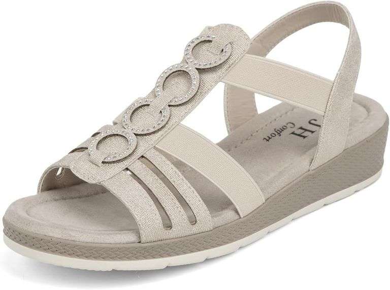 VJH confort Women s Flat Sandals with Rhinestones Size 6 image