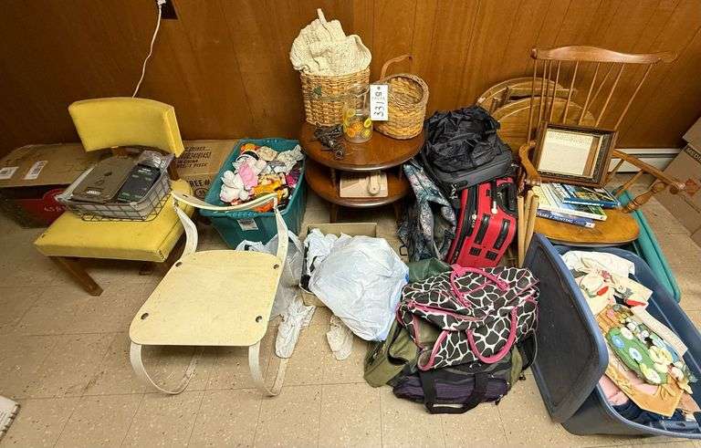 Luggage, Foldable Snack Tray Set, Chairs, Decorations, Side Table, Christmas Tree, Misc. image